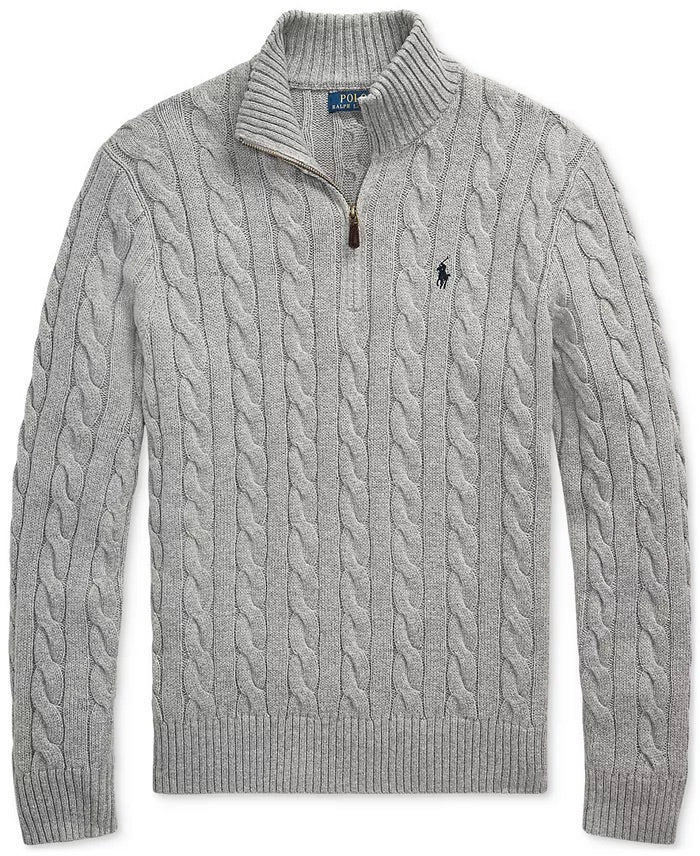 Ꮢalph Ⅼauren | Half-Zip Cable-Knit Cotton Sweaters