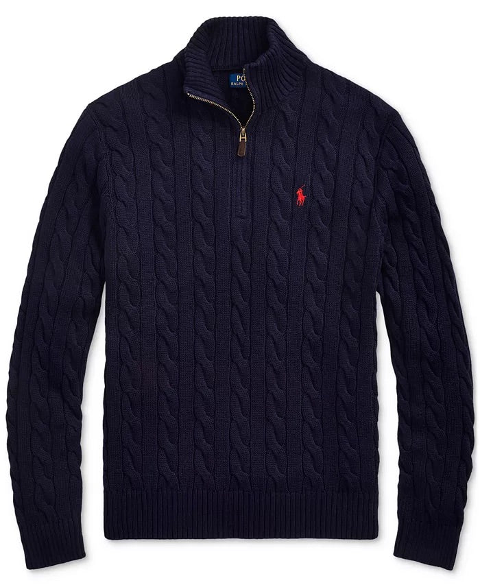 Ꮢalph Ⅼauren | Half-Zip Cable-Knit Cotton Sweaters