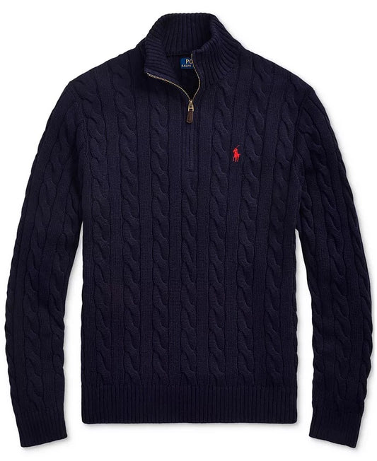 Ꮢalph Ⅼauren | Half-Zip Cable-Knit Cotton Sweaters