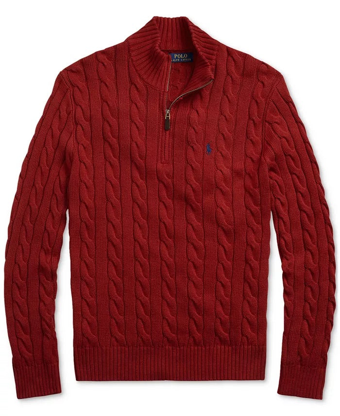 Ꮢalph Ⅼauren | Half-Zip Cable-Knit Cotton Sweaters