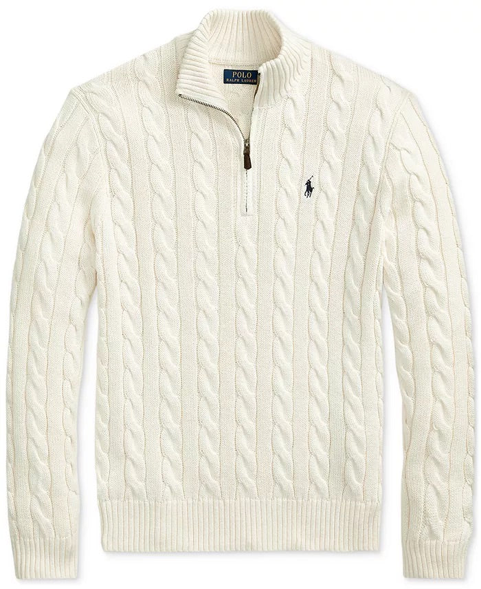 Ꮢalph Ⅼauren | Half-Zip Cable-Knit Cotton Sweaters