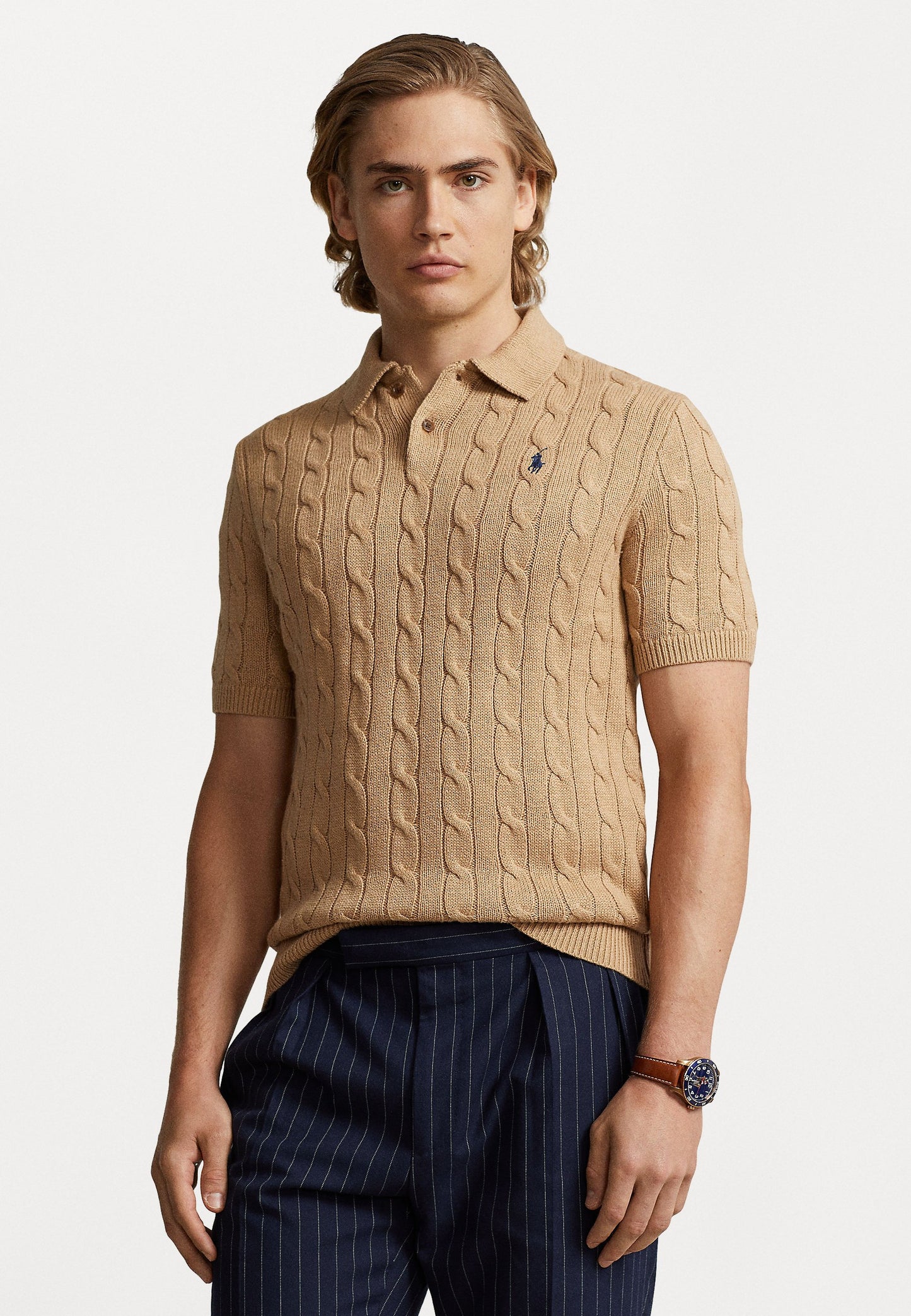Polo Ralph Lauren | Cable-Knit Cotton Polo-Collar Sweater