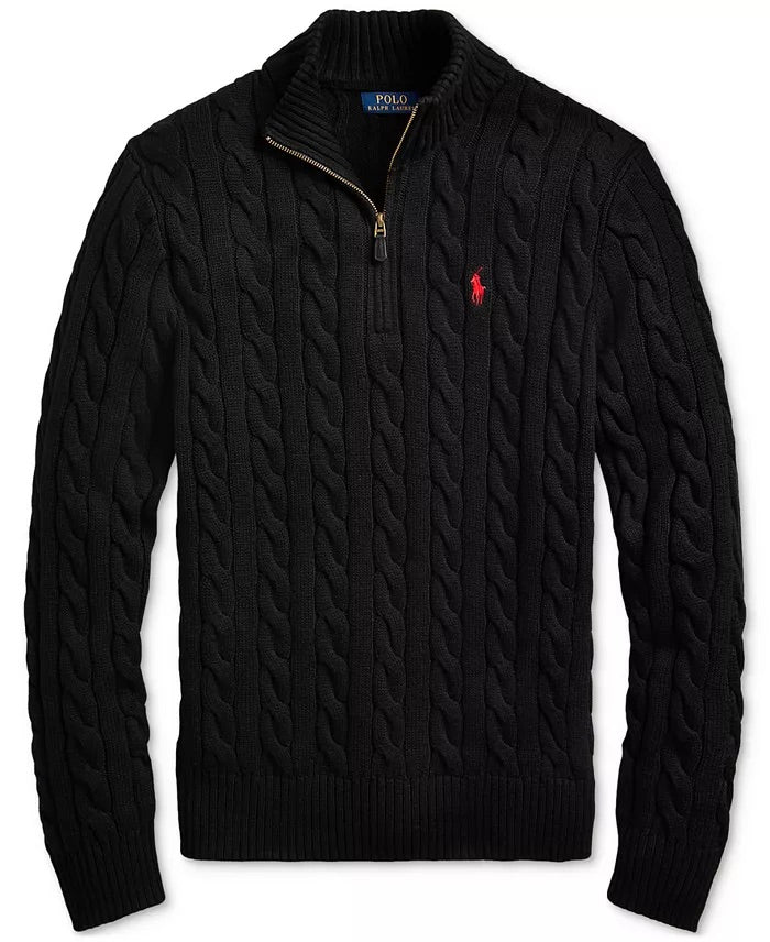 Ꮢalph Ⅼauren | Half-Zip Cable-Knit Cotton Sweaters