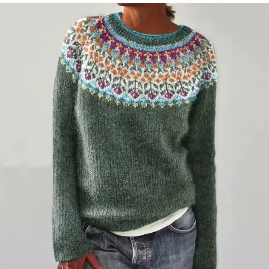 Layla - Icelandic Bloom Yoke Knit Sweater