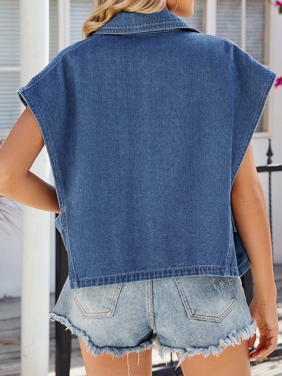Women's Distressed Suit Collar Vest