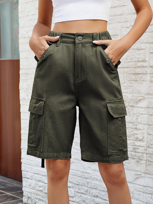 Short cargo décontracté délavé pour femme