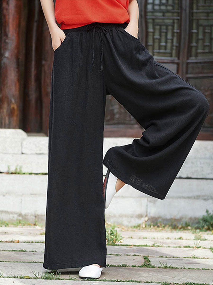 Women's Vintage Linen Wide Leg Pants