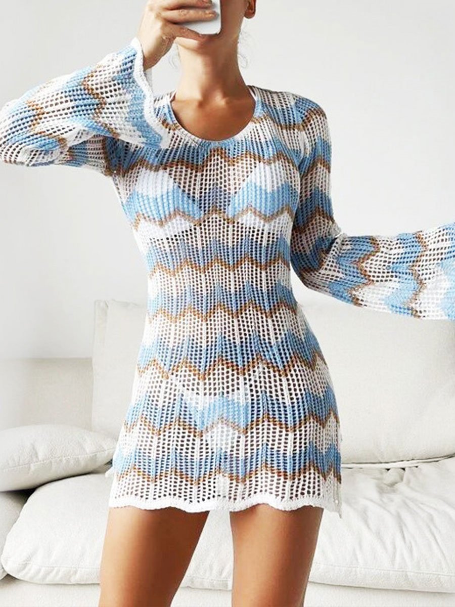 Robe à lacets à rayures et blocs de couleurs pour femme