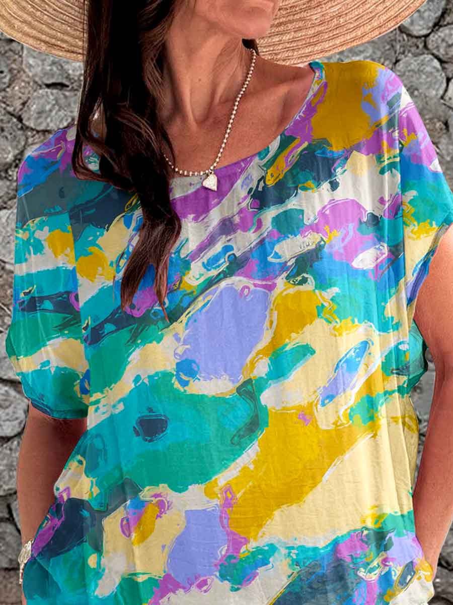 Haut à motif de peinture à coups de pinceau Art Color pour femme