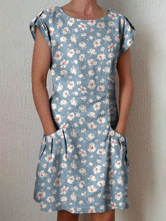 Robe décontractée en coton à motif floral pour femme