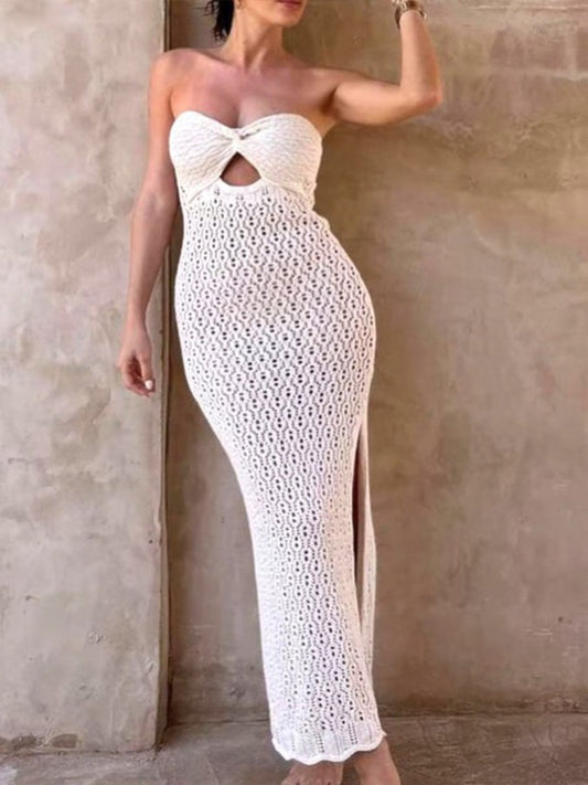 Robe en maille creuse avec corset pour femme