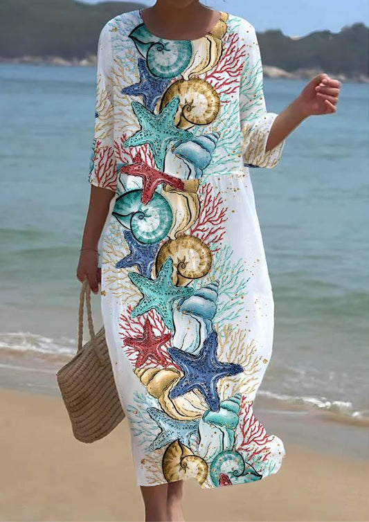 Robe de station balnéaire à motif artistique sous-marin pour femme