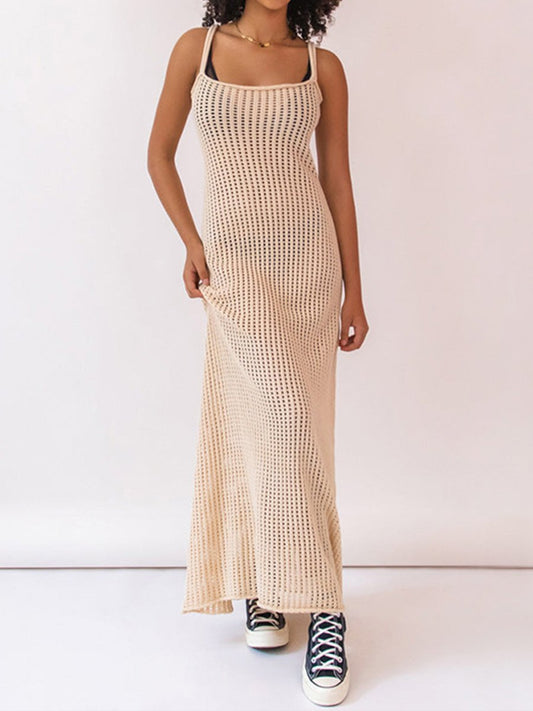 Cache-maillot de bain à bretelles de couleur unie pour femme