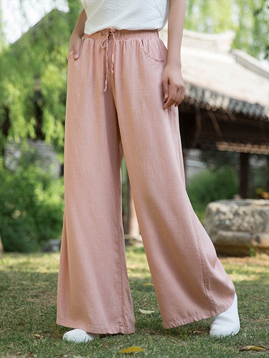 Women's Vintage Linen Wide Leg Pants