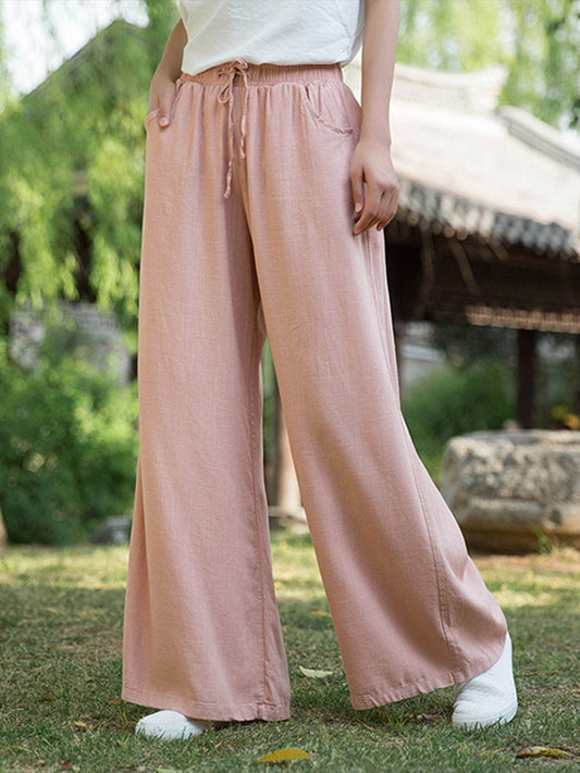 Pantalon large en lin vintage pour femme