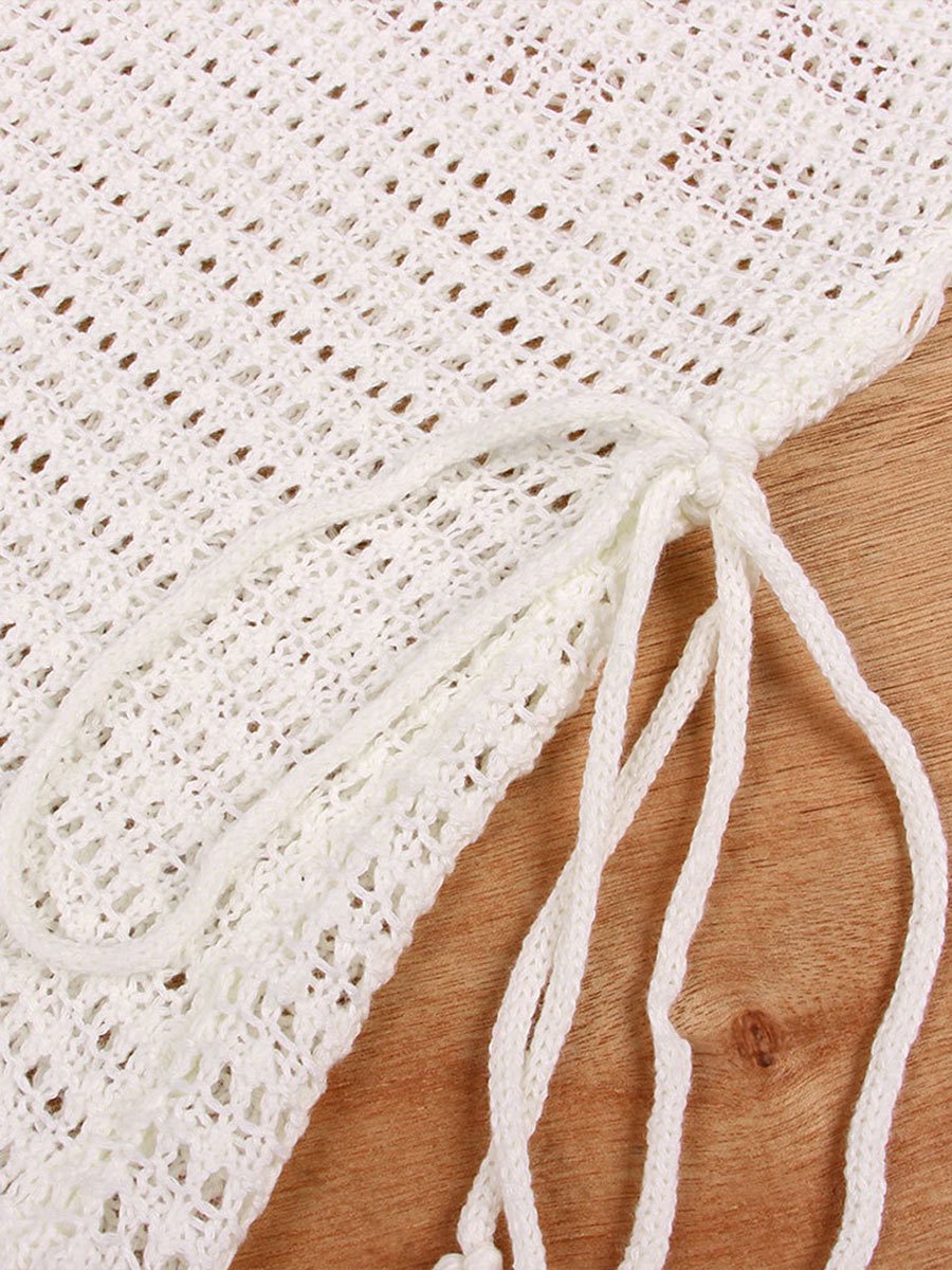 Haut de bikini à franges découpées de couleur unie pour femme