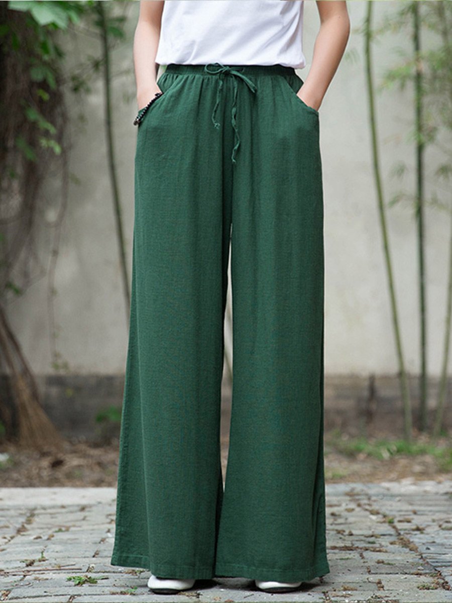 Women's Vintage Linen Wide Leg Pants