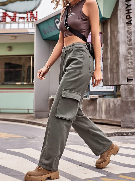 Salopette ample en jean style hip-hop pour femme