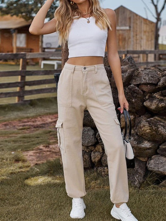 Salopette en jean à poches plaquées pour femme