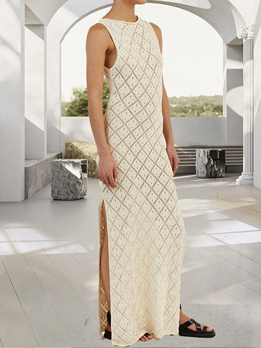 Robe en tricot creux au crochet pour femme