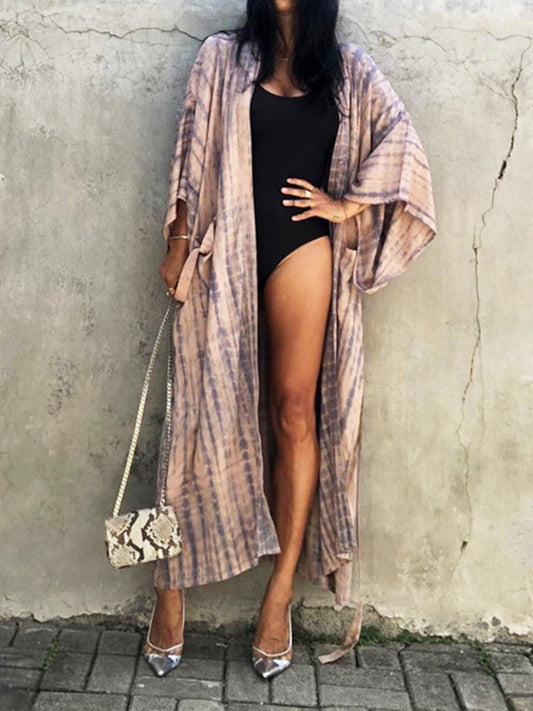 Cache-maillot de bain imprimé à lanières pour femme