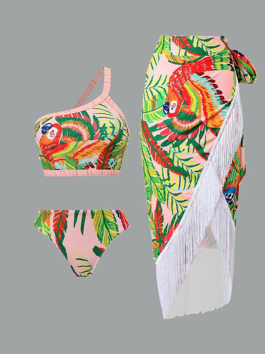 Jupe longue en mousseline de soie à imprimé rétro pour maillot de bain pour femme