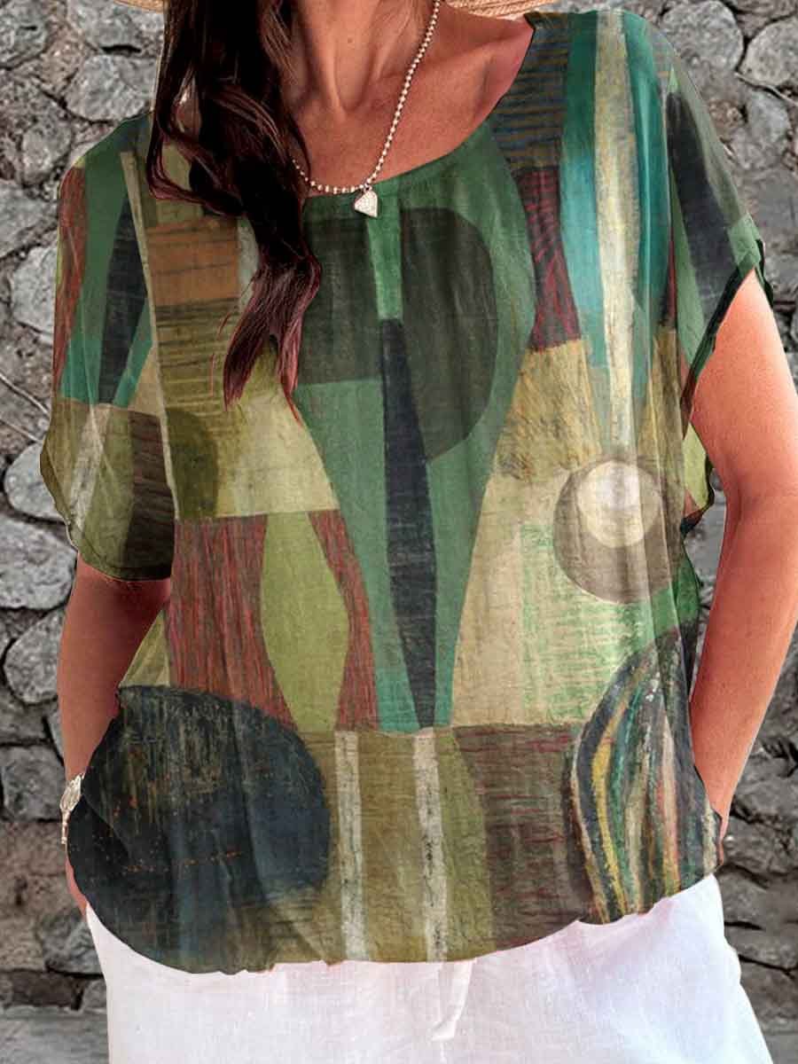 Haut à imprimé géométrique artistique pour femme
