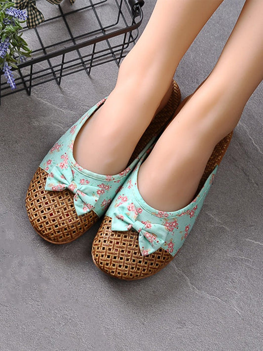 Chaussons antidérapants à semelles épaisses en lin pour femmes