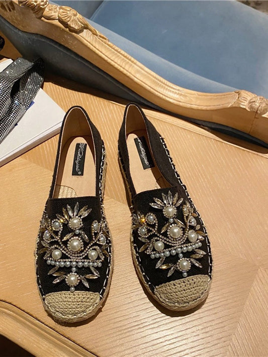 Mocassins plats à strass pour femmes