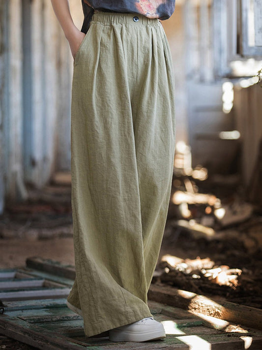 Pantalon ample droit en lin pour femme