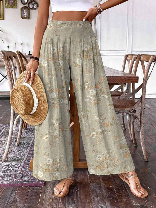 Pantalon large à motif floral simple et élégant pour femme