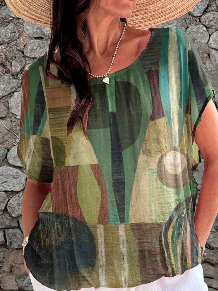 Haut à imprimé géométrique artistique pour femme
