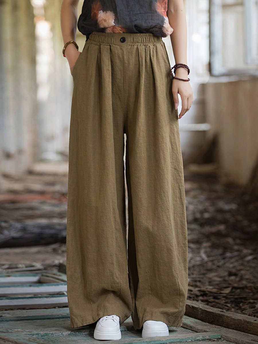 Women's Linen Loose Straight Pants