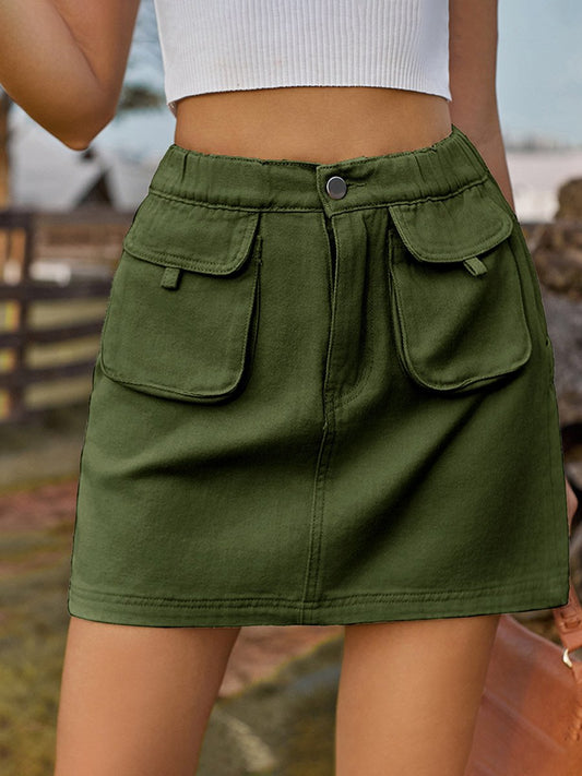 Jupe en jean à taille élastique pour femme