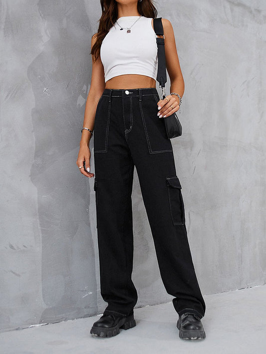 Salopette en jean rétro à surpiqûres pour femme