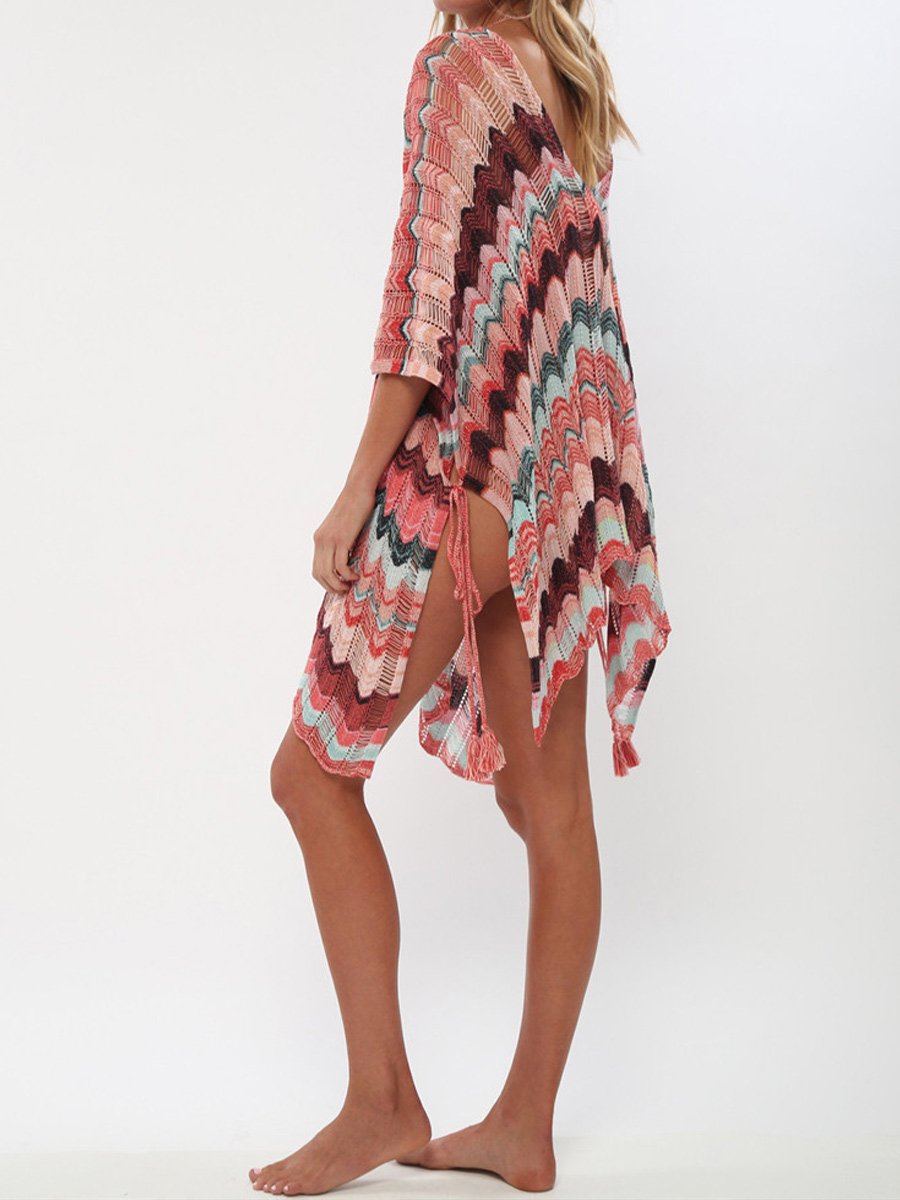 Robe de plage en tricot ouvert pour femme