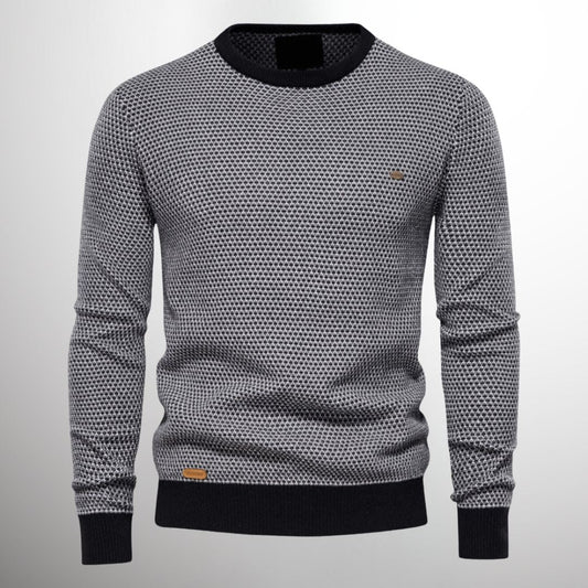 Men's Sweater – Round Neck – Textured Pattern – Long Sleeves – Comfortable Fit