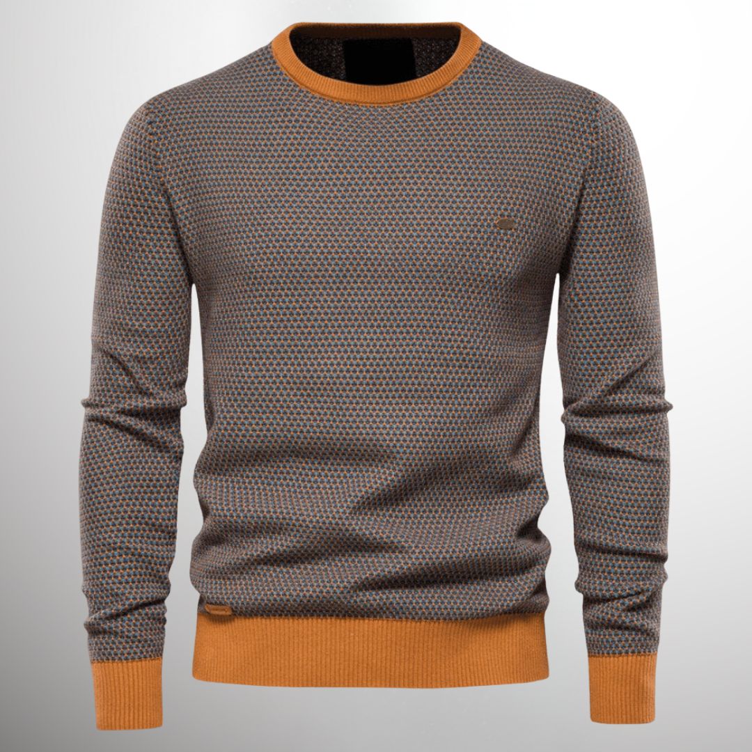 Men's Sweater – Round Neck – Textured Pattern – Long Sleeves – Comfortable Fit