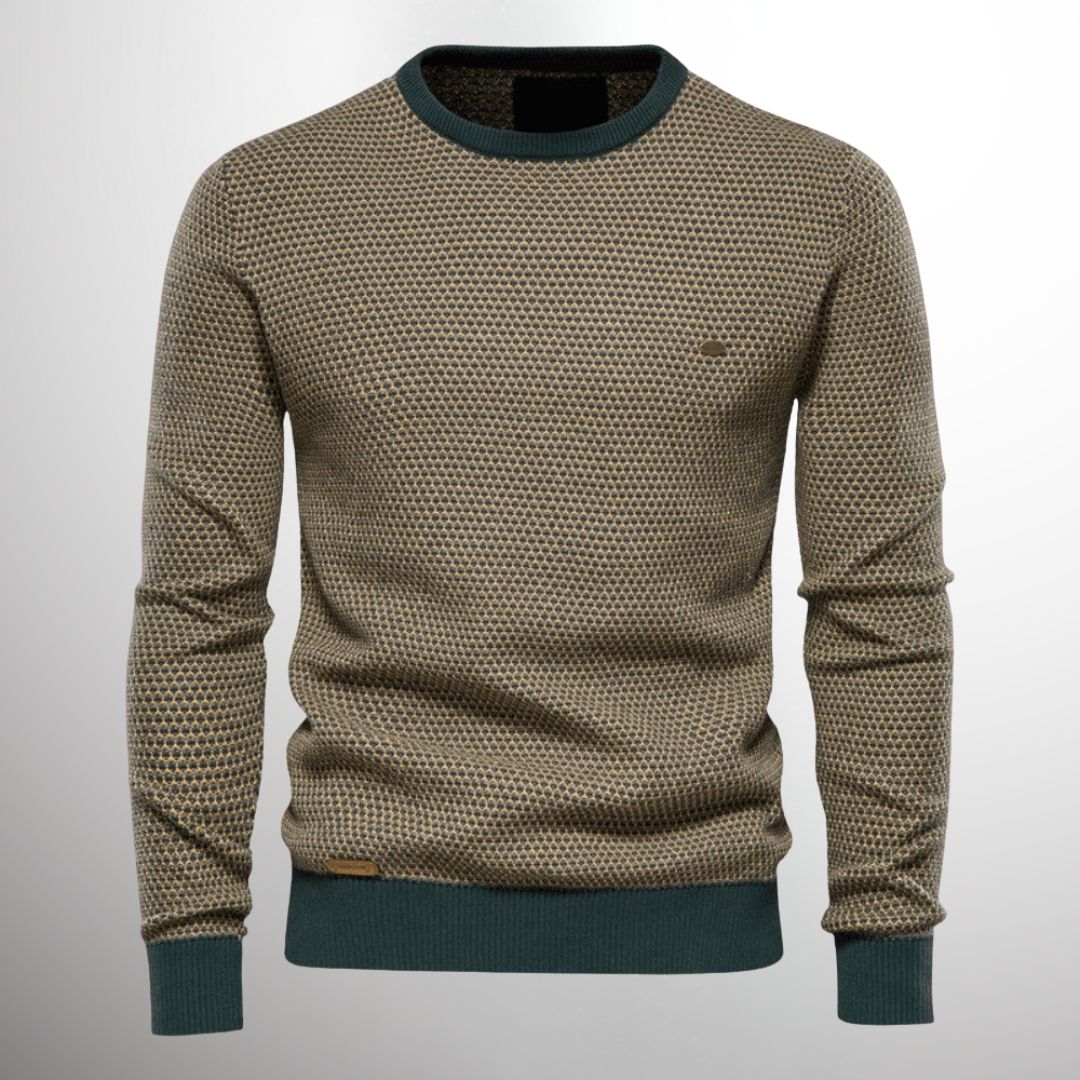 Men's Sweater – Round Neck – Textured Pattern – Long Sleeves – Comfortable Fit