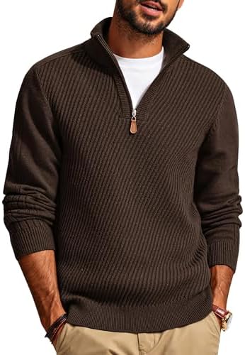 PJ PAUL JONES Mens Quarter Zip Pullover Sweaters Casual Slim Fit Knit Texture Sweater|B0FZV43T5X