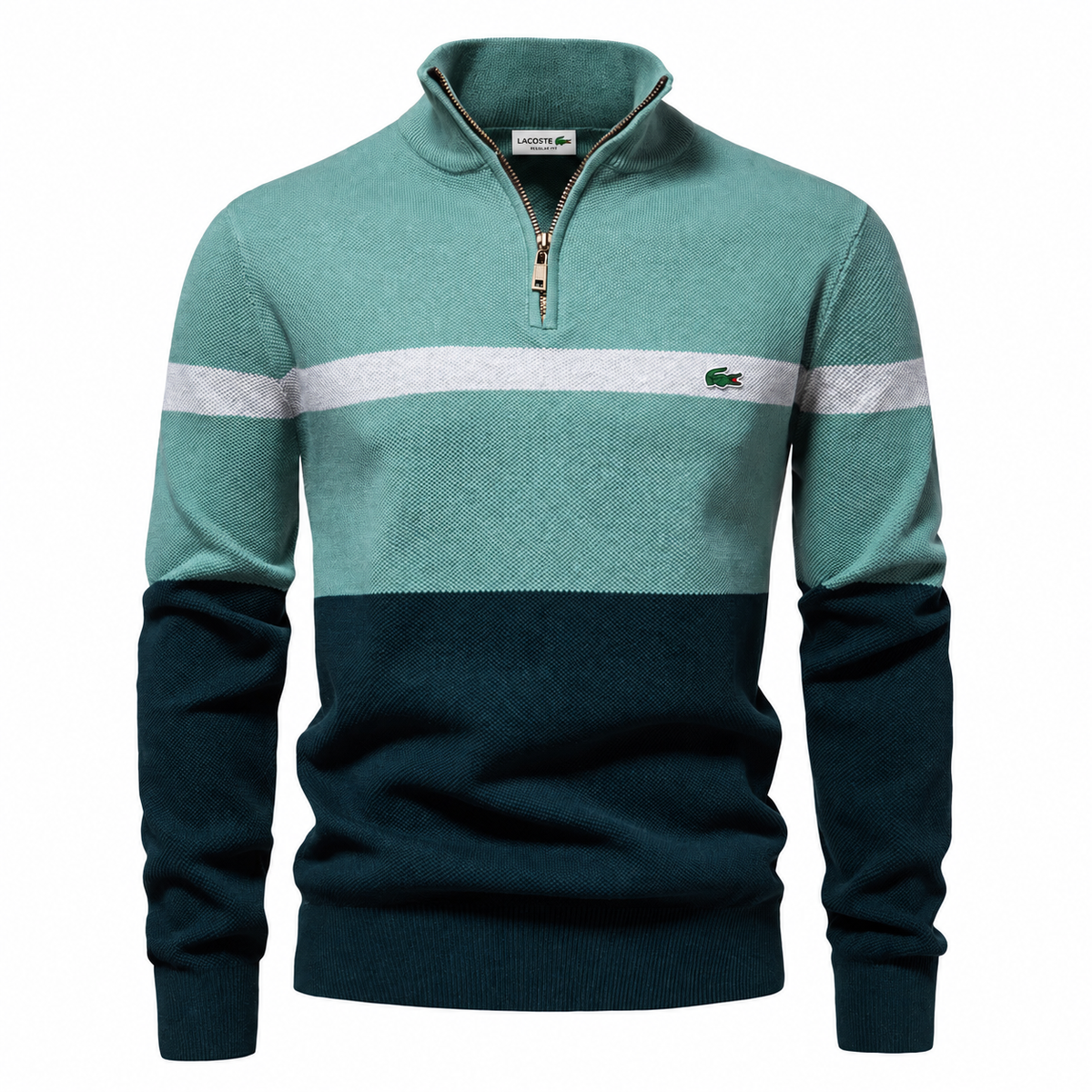 LACOSTE | Men’s Cotton Quarter-Zip Mock Neck Sweater