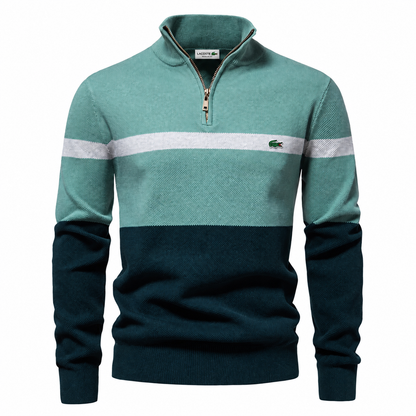 LACOSTE | Men’s Cotton Quarter-Zip Mock Neck Sweater