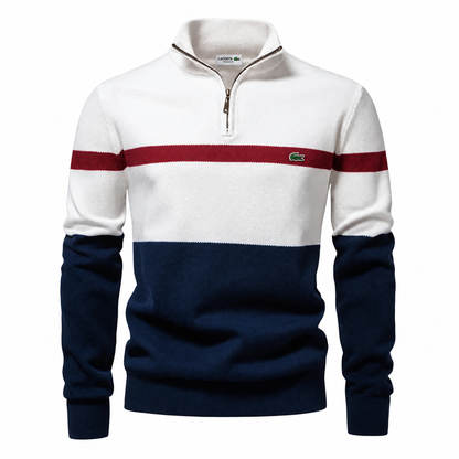 LACOSTE | Men’s Cotton Quarter-Zip Mock Neck Sweater