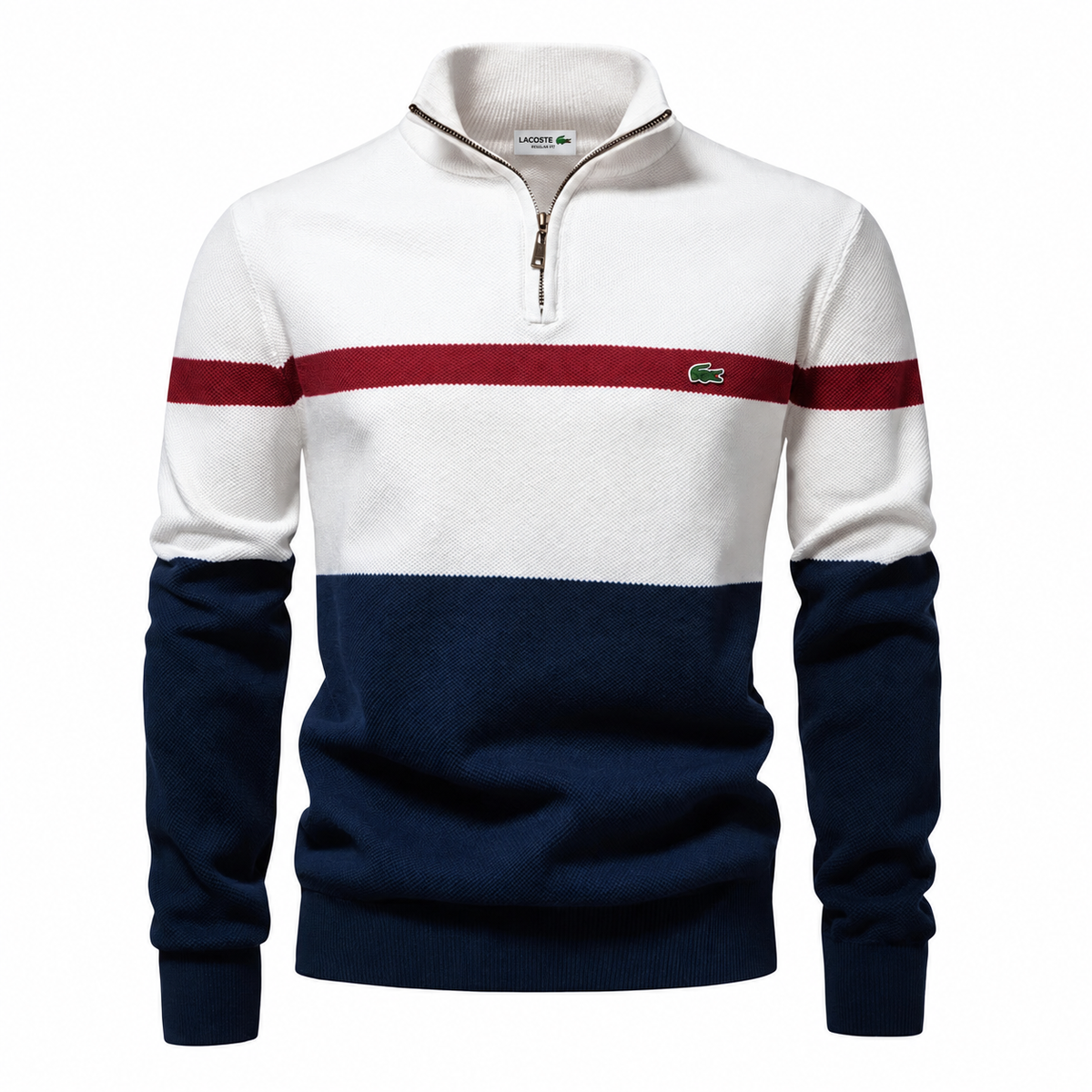 LACOSTE | Men’s Cotton Quarter-Zip Mock Neck Sweater