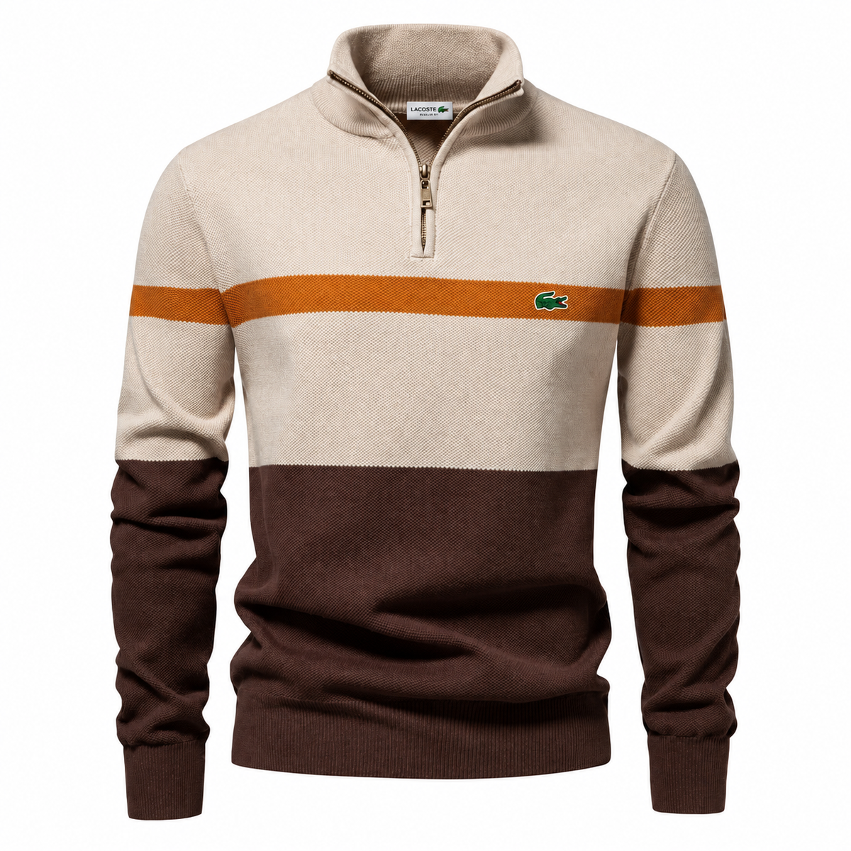 LACOSTE | Men’s Cotton Quarter-Zip Mock Neck Sweater