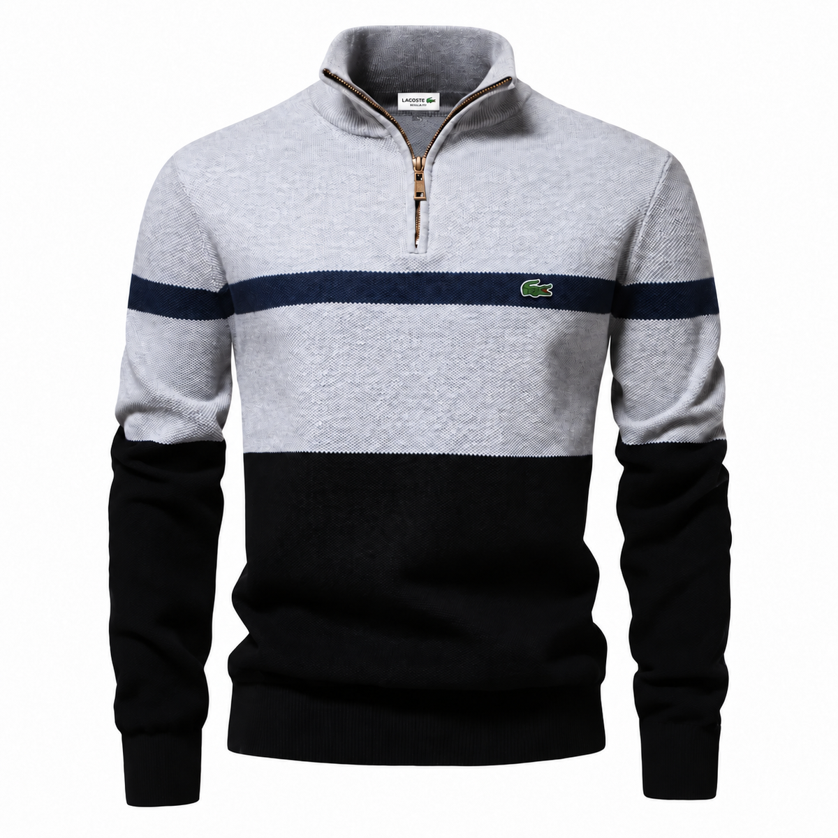 LACOSTE | Men’s Cotton Quarter-Zip Mock Neck Sweater