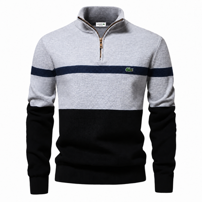 LACOSTE | Men’s Cotton Quarter-Zip Mock Neck Sweater