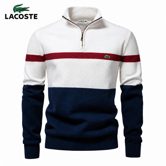LACOSTE | Men’s Cotton Quarter-Zip Mock Neck Sweater