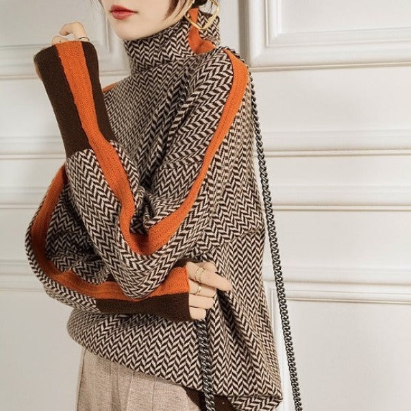 Sophia - Herringbone Luxe Turtleneck