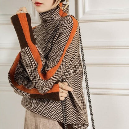 Sophia - Herringbone Luxe Turtleneck